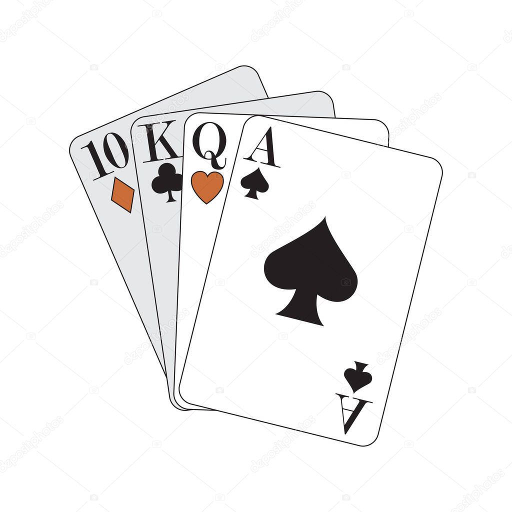 Four aces of diamonds clubs spades and hearts fall or fly as poker playing cards