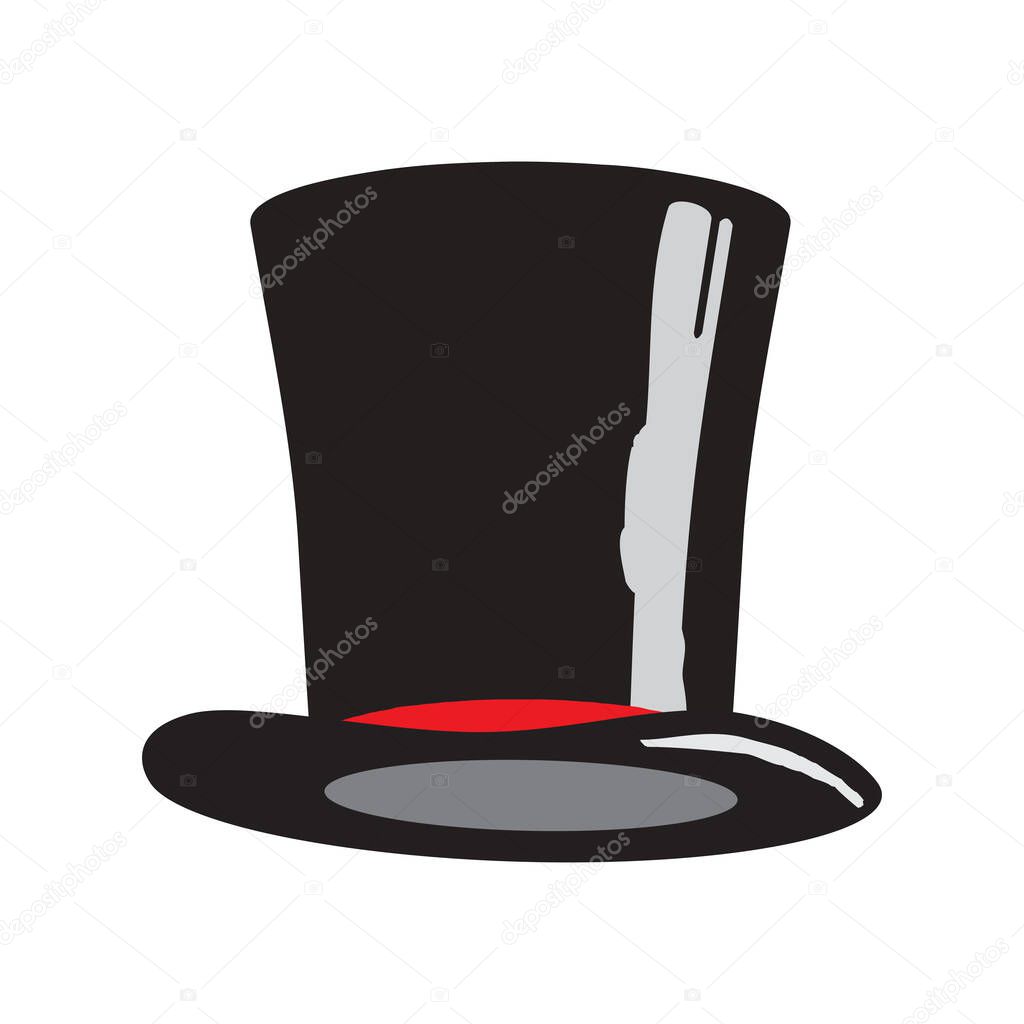 Black hat isolated on white background. Vector illustration.
