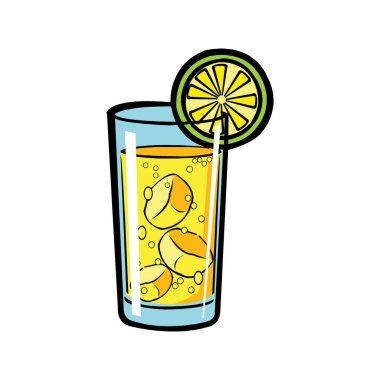 Limonlu limonata. Vektör illüstrasyonu.