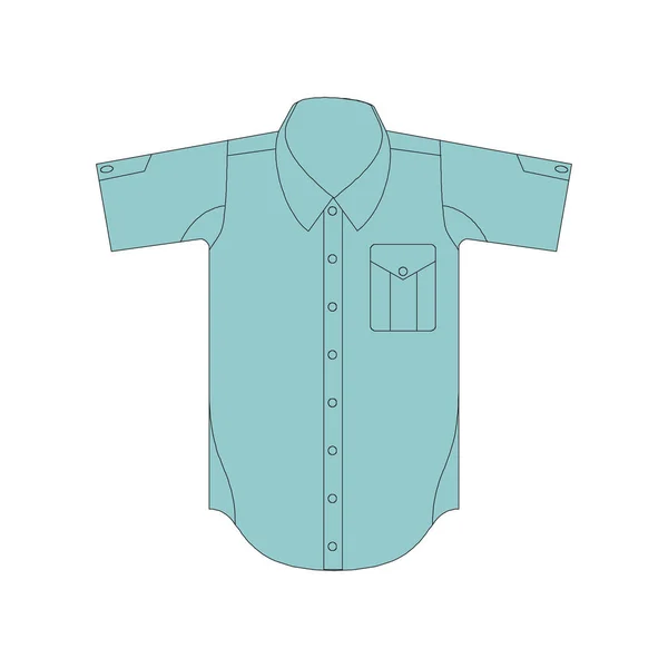 Светло-голубая рубашка с короткими рукавами на белом фоне — стоковый вектор