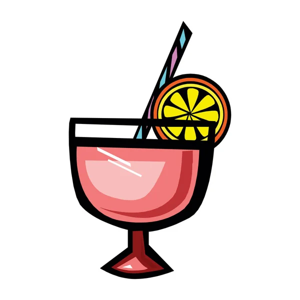 Vector Tequila Sunrise Cocktail Garnished Maraschino Cherry Fresh Orange Party — Stock Vector