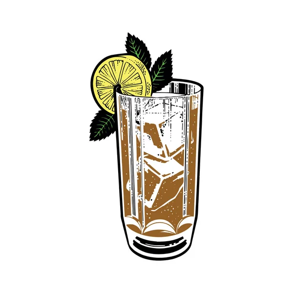 Vektor Tequila Sunrise Cocktail Garnished Dengan Ceri Maraschino Jeruk Segar - Stok Vektor