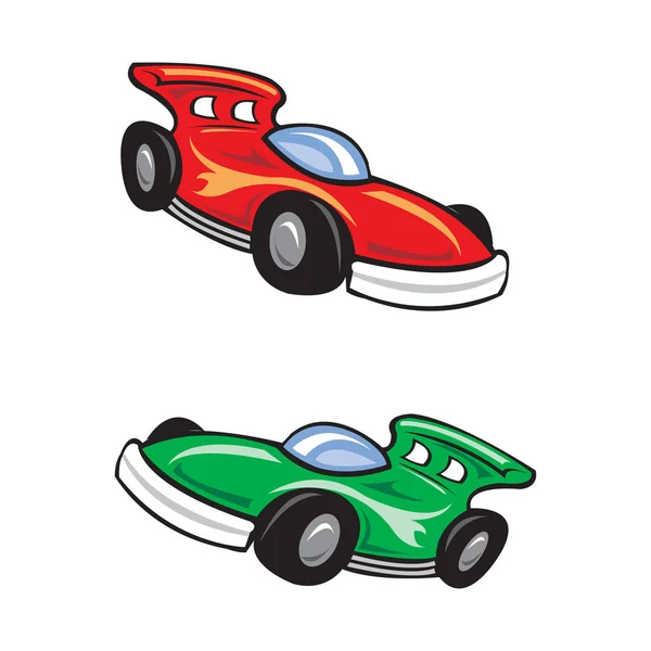Dos coches de caza, fórmula, dibujos animados sobre fondo blanco, vector en EPS10 — Archivo Imágenes Vectoriales
