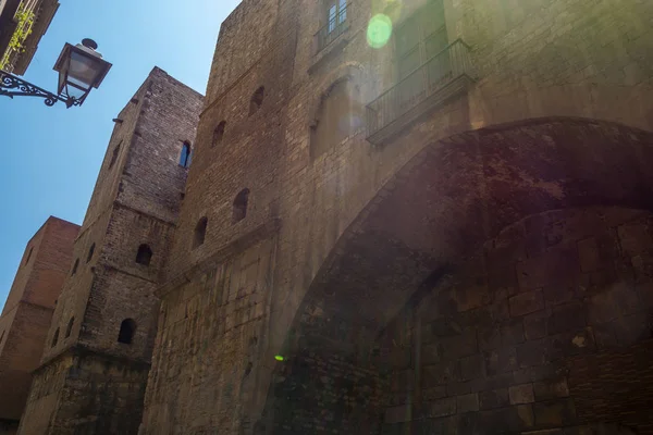 Old wall of a house in the Gothic Quarter of Barcelona, Spain