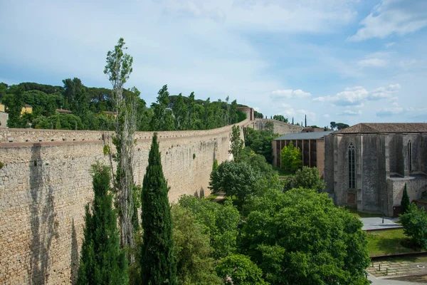 Kale Duvarı Passeig Murala Girona Spanya Girona Manzara Kale Duvarında — Stok fotoğraf