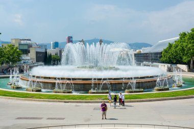 Yazı işleri. Mayıs, 2018. Magic Montjuic Montjuc Ulusal Ulusal Sanat Müzesi Katalonya konumlandırıldığı, Sarayı yakınında, Mount Montjuic, Barselona, İspanya
