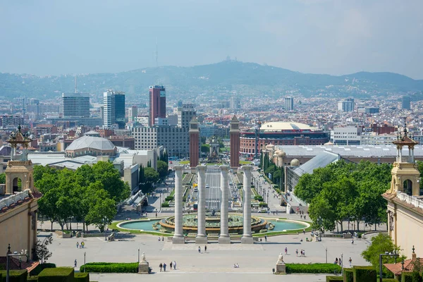 Ledare Maj 2018 Kolumner Montjuic Framför Den Magiska Montjuic Montjuc — Stockfoto