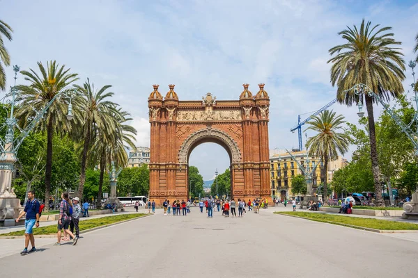 Redaktionell Maj 2018 Triumfbågen Och Gränden Palmer Staden Barcelona Katalonien — Stockfoto