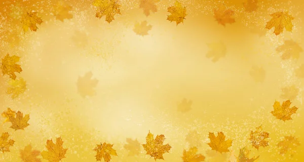 Осенние Листья Летят Желтом Фоне Осень Творческий Фон Осенних Листьев — стоковое фото