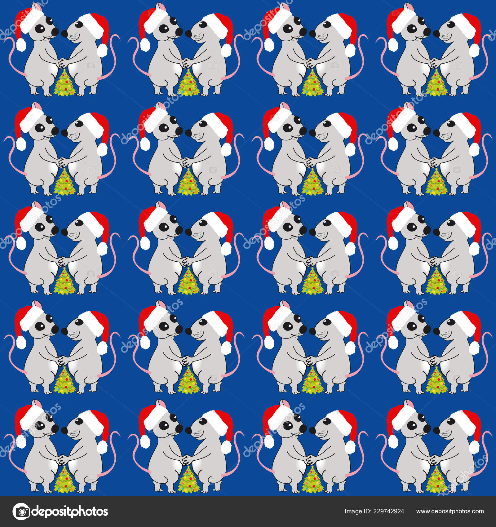 Mice Celebrate Christmas Christmas Tree Seamless Background Drawing