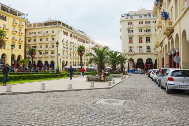 Editoryal. Nisan 2019. Selanik, Yunanistan. Cityscape, görünümü 