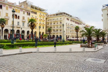Editoryal. Nisan 2019. Selanik, Yunanistan. Cityscape, görünümü 