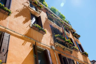 Pencereler ve V çiçekler kepenkleri ile güzel ev cephe