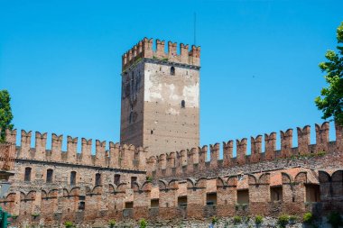Kale Nin Battlements Castelvecchio Verona bir kale, n