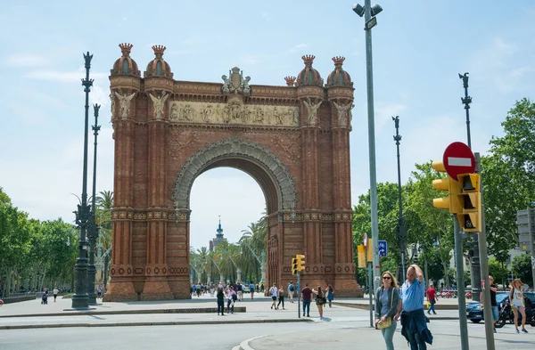 Redaktionell Maj 2018 Triumfbågen Och Gränden Palmer Staden Barcelona Katalonien — Stockfoto