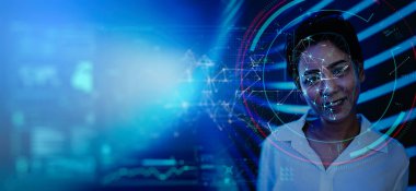 Yüz Tanıma Sistemi konsepti ve 3B tarama arayüzü.