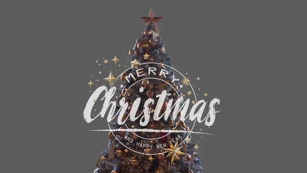 Grinalda Natal Ouro Com Ornamentos Desejos Estação Com Texto Copyspace — Fotografia de Stock