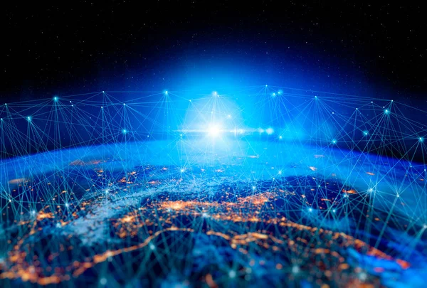 Tecnologia Comunicação Para Negócios Internet Rede Mundial Global Telecomunicações Terra — Fotografia de Stock