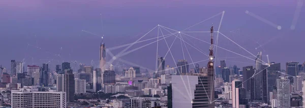 Smart City Wireless Communication Network New Technology Concept — Stock fotografie