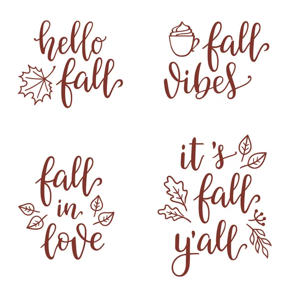 Calligraphie Automne Inspirée Avec Des Éléments Conception Bonjour Vibes Dans — Image vectorielle