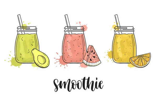 Smoothies with fruit — Stock Vector