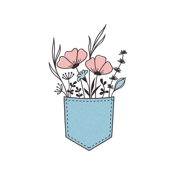 Blumen in der Tasche — Stockvektor