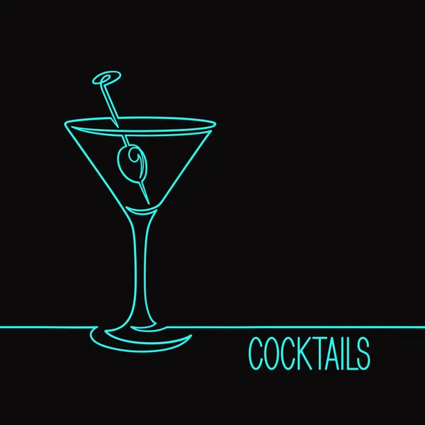 Lineare Cocktailglasillustration — Stockvektor