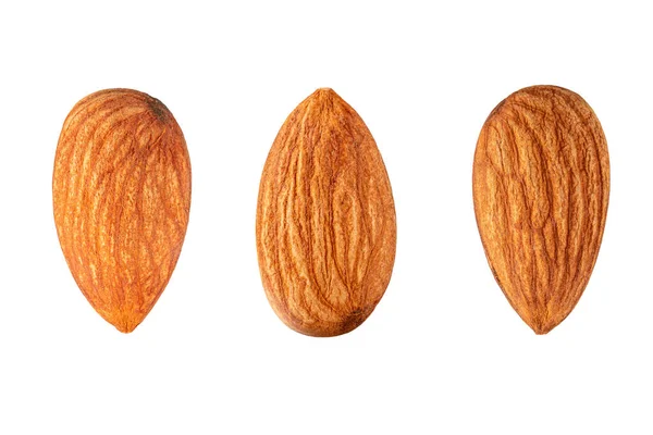 Close Almonds Isolated White Background — Stock Photo, Image