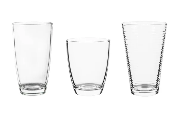 Set Empty Glass Isolated White Background — Stock Photo, Image