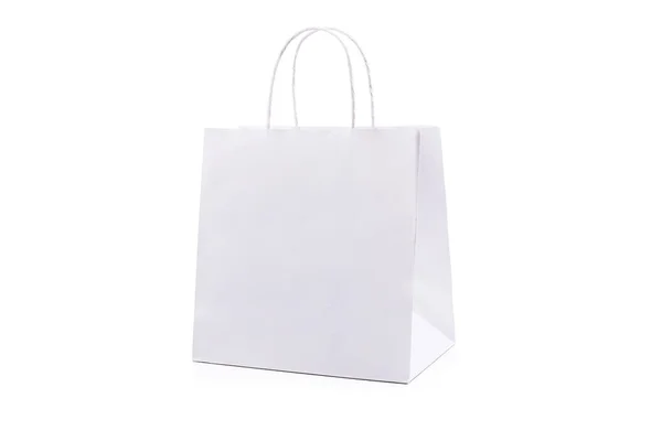 Saco Compras Branco Isolado Fundo Branco — Fotografia de Stock