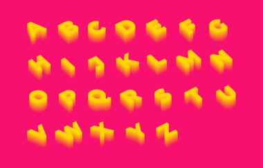 3B renkli alfabe vektör tasarımı tipografisi