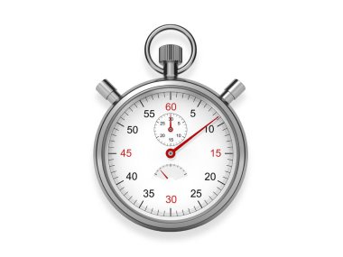 Beyaz arkaplanda metalik cep saati