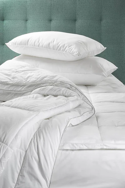 Сучасна Спальня Набором Подушок Ліжку Оформлення Концепції Дизайну Інтер Єру — стокове фото