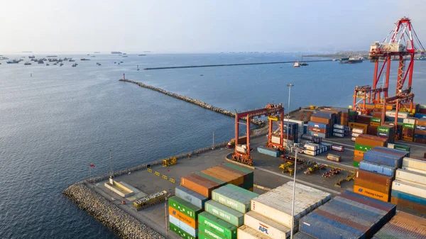 Callao Lima Perú Octubre 2019 Vista Muelle Contenedores Puerto Callao — Foto de Stock