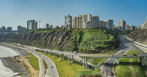 Luchtfoto Van Armendariz Bergafwaarts Miraflores Stad Costa Verde Rif Lima — Stockfoto