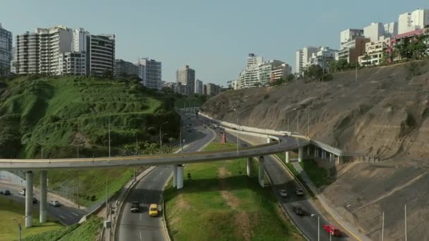 Vista Aérea Descida Armendariz Cidade Miraflores Recife Costa Verde Lima — Vídeo de Stock