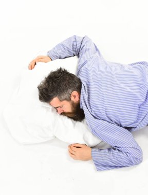 Adam uyuyan, sakin ol, uyku, rüya, beyaz arka plan.