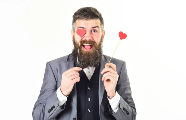 Hipster trägt schicken Anzug und Fliege. — Stockfoto