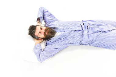 Slept well oncept. Man relax and having rest, clipart