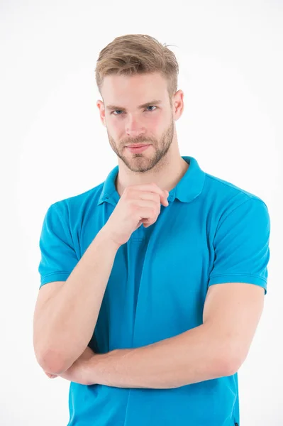 Homem Com Barba Pele Rosto Por Barbear Homem Barbudo Camisa — Fotografia de Stock