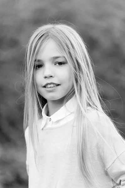 Childhood Growth Concept Child Grey Sweater Idyllic Autumn Day Kid — Stock Photo, Image
