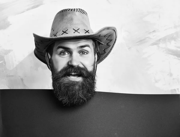 Bearded brutal caucasian hipster cowboy — Stock Photo, Image