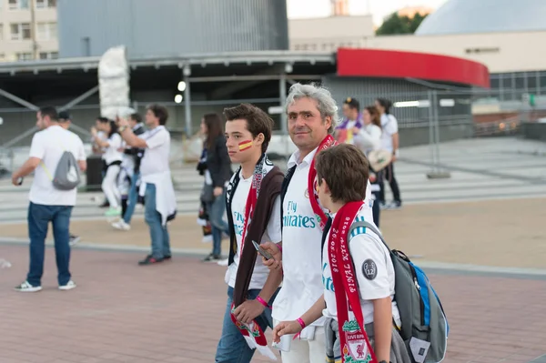 Kyjev Ukrajina Května 2018 Uefa Fanouškem Fotbalového Týmu Real Madrid — Stock fotografie