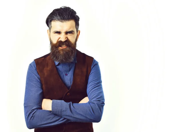 Бородатий чоловік з розлюченим обличчям — стокове фото
