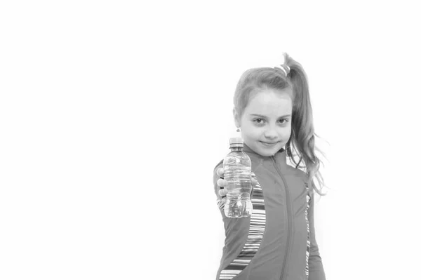 Girl with bottle of drinking water — Stock Photo, Image