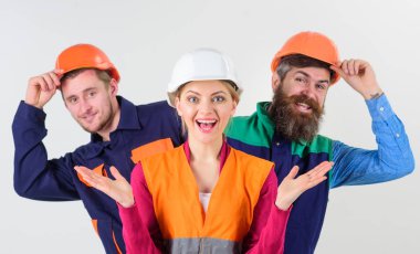 Takım ve liderlik kavramı. Takım mimarlar, inşaatçılar, işçi bakmak