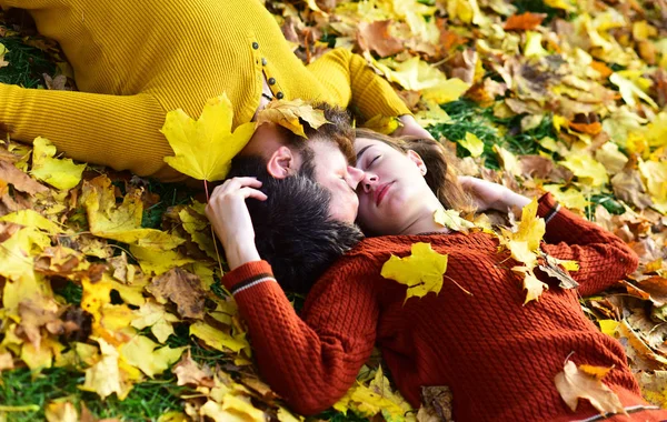 Relationship and fall time concept. Couple in love — Stock Photo, Image