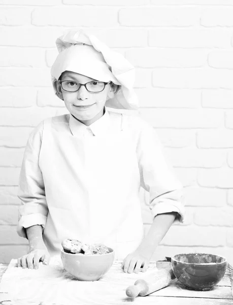 Stained cute cook chef boy — Stock Photo, Image