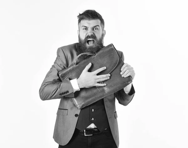 Homem de negócios gritando com barba — Fotografia de Stock