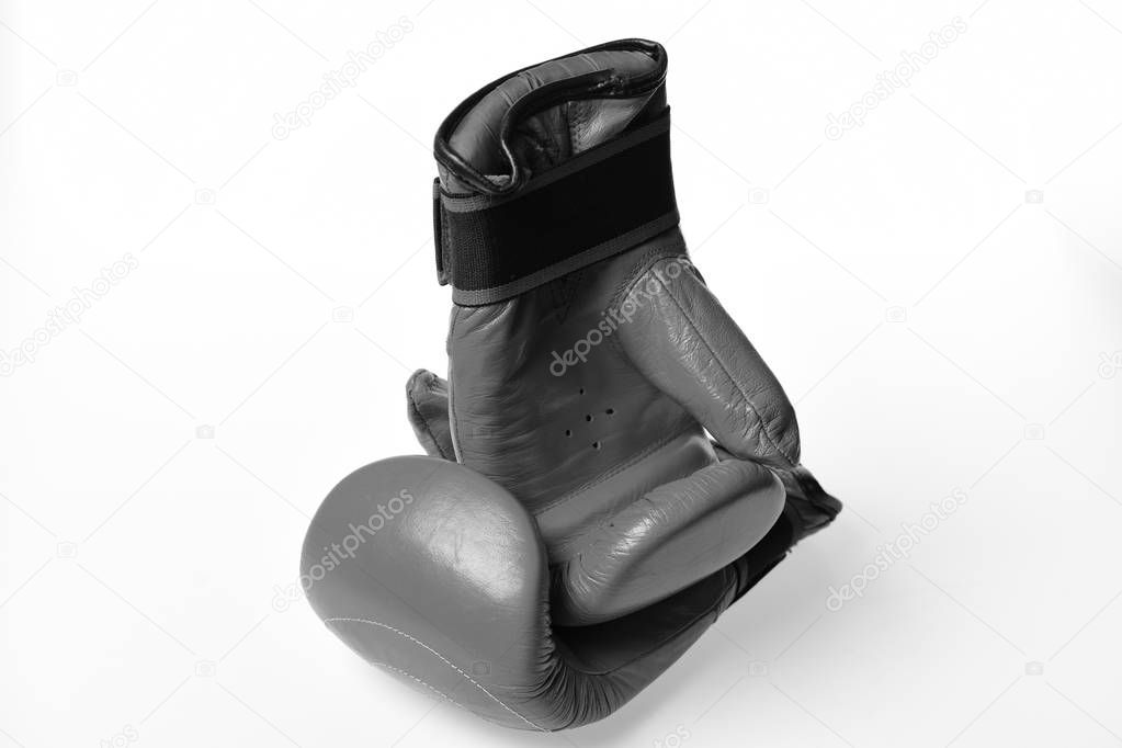 Protection and strength concept. Leather box equipment for fight and training